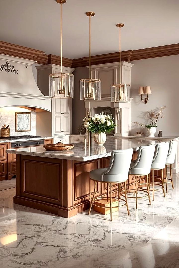 Luxurious Island with High End Finishes and Plush Seating - 22 Kitchen Island Ideas With Seating