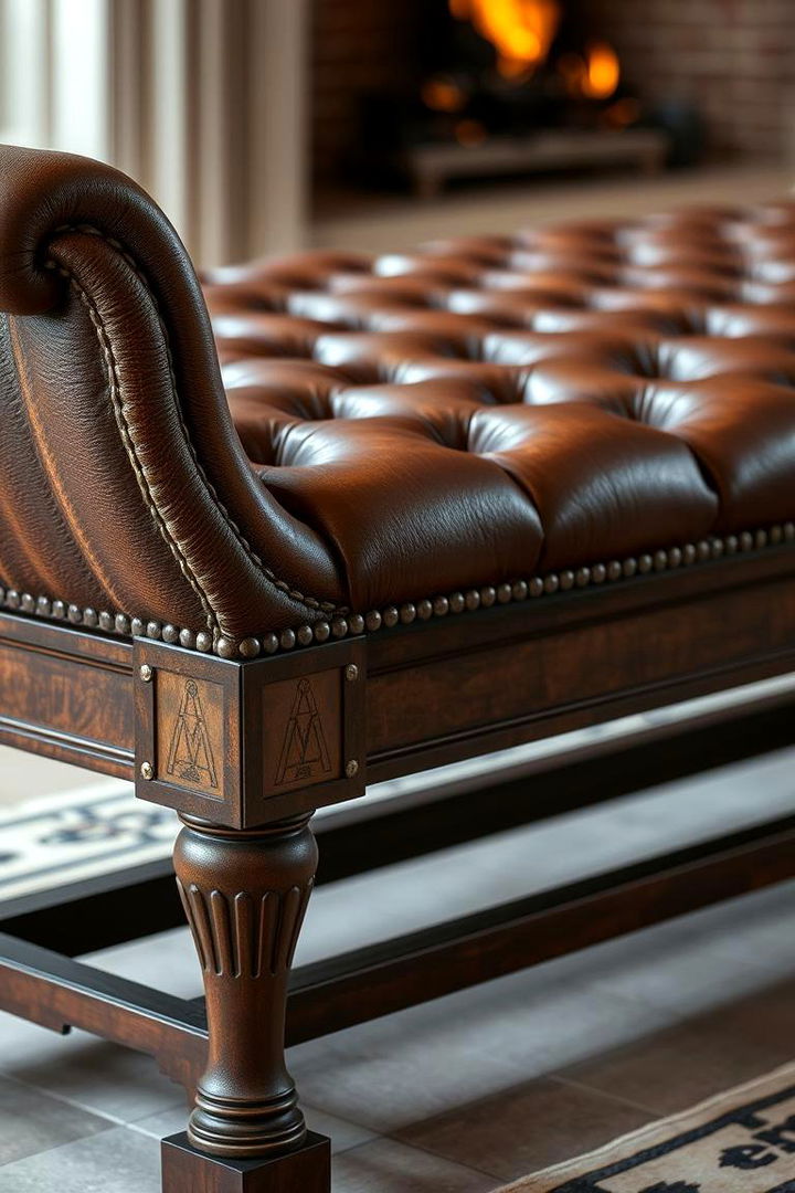 Luxurious Leather Topped Fireplace Benches - 22 Fireplace Bench Ideas
