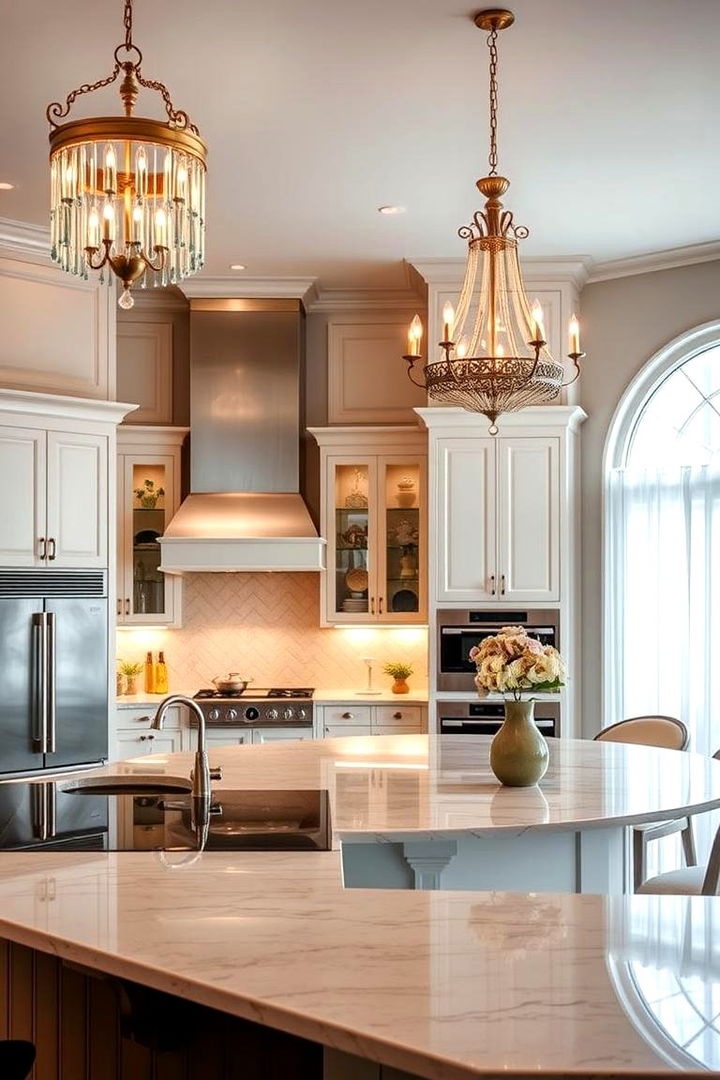 Luxurious Lighting Fixtures - 22 Split Level Kitchen Design Ideas
