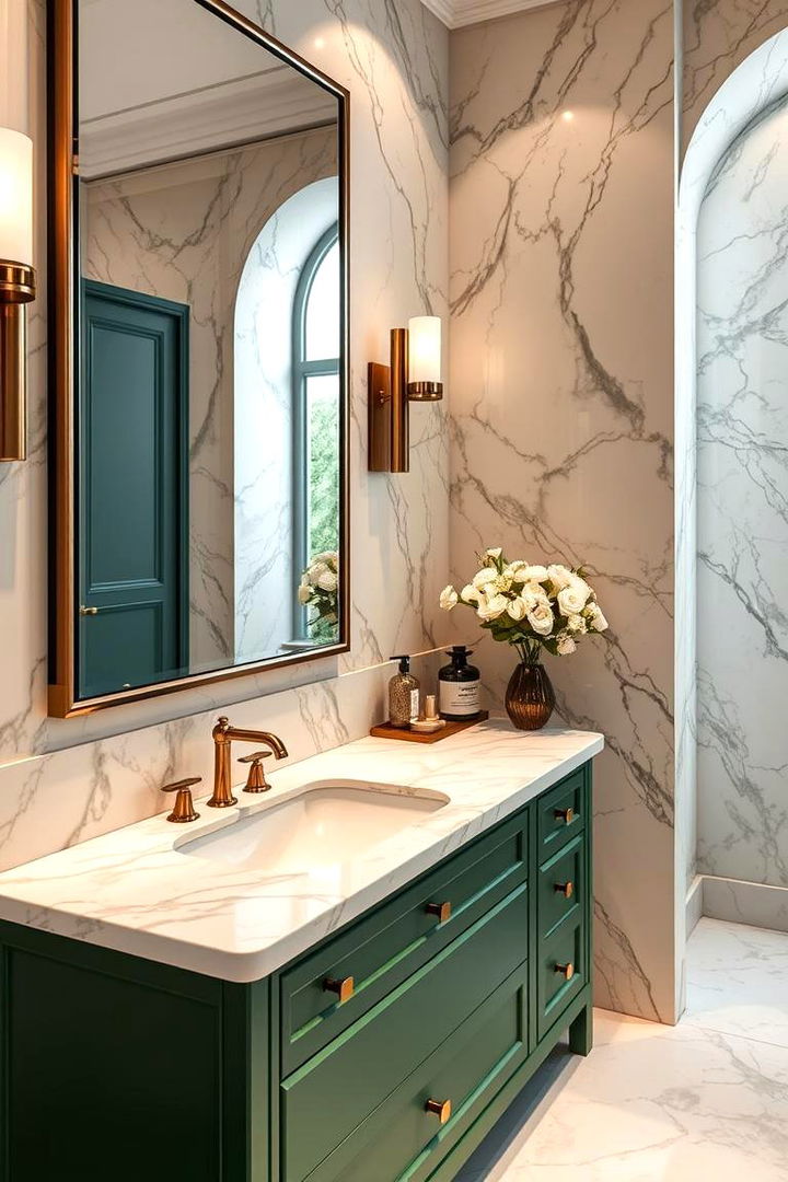 Luxurious Marble Accents - 22 Bathroom With Green Vanity