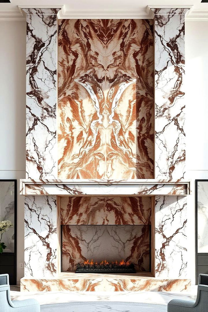 Luxurious Marble Feature - 22 Two-story Fireplace Ideas