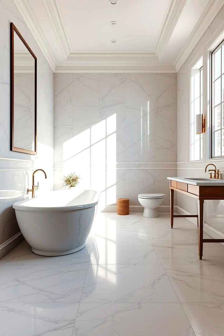 Luxurious Marble Flooring - 22 Marble Bathroom Ideas