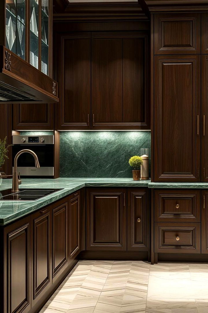 Luxurious Marble Green - 22 Green and Brown Kitchen Ideas