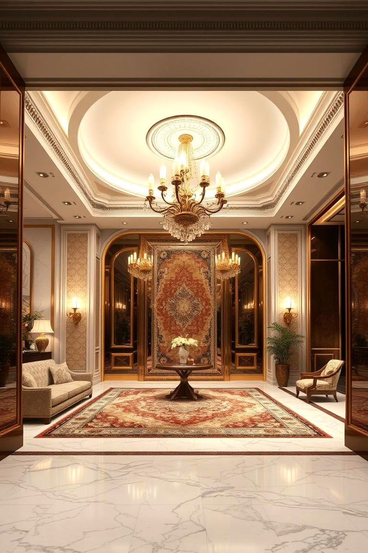 Luxurious Marble Layering - 22 Marble Floor Living Room Ideas