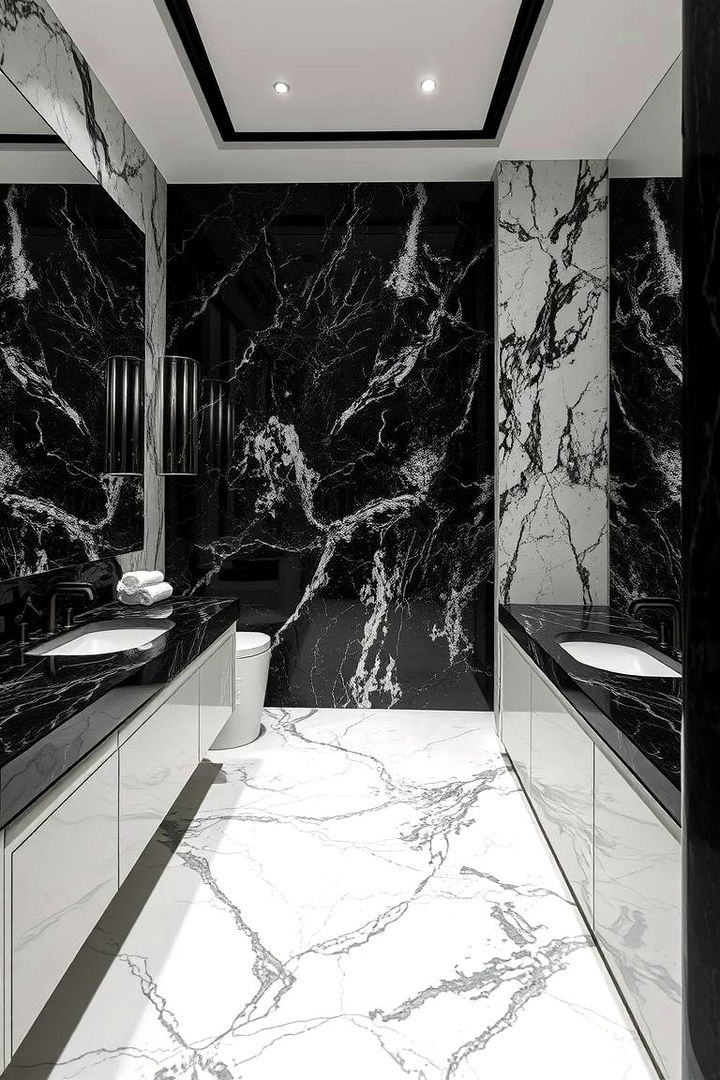 Luxurious Marble Touch - 22 bathroom with black countertops ideas