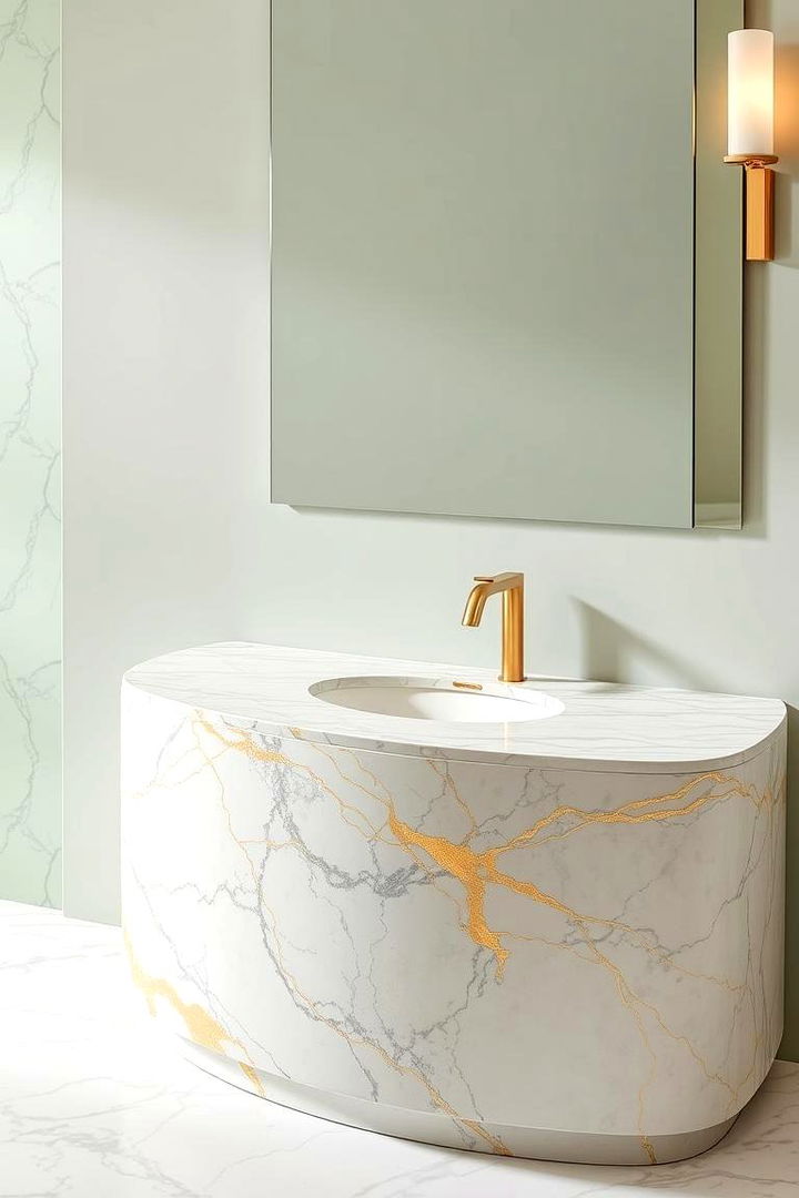 Luxurious Marble Vanity - 22 Green and Gold Bathroom Ideas