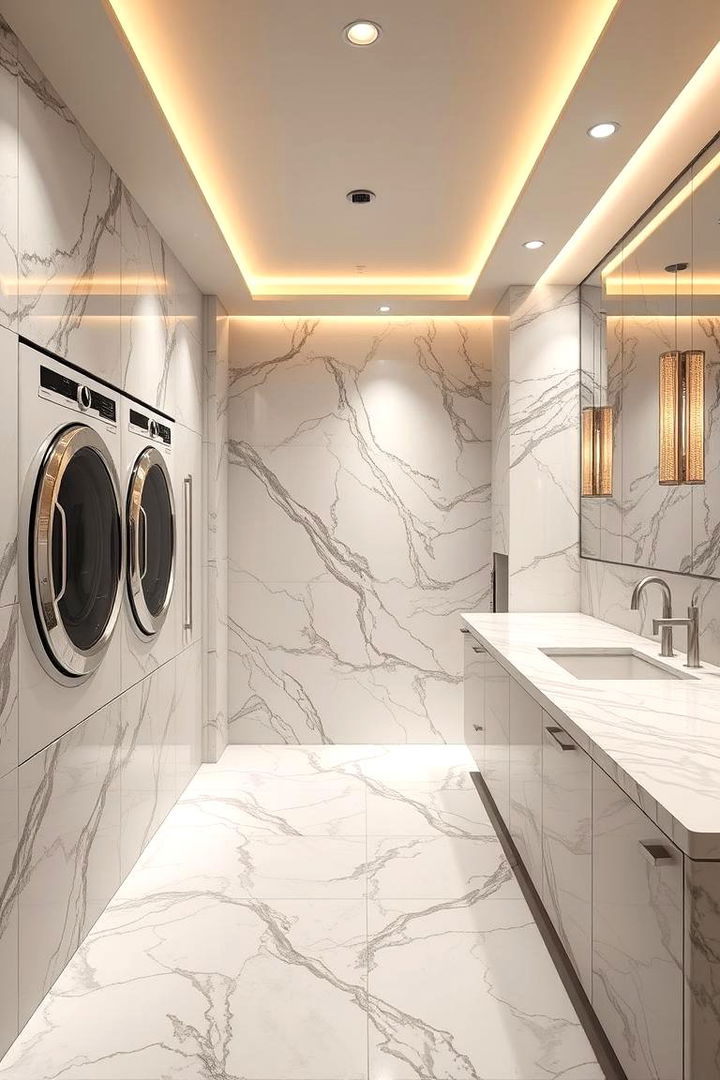 Luxurious Marble inspired Tile Finishes - 22 Laundry Room Tile Ideas