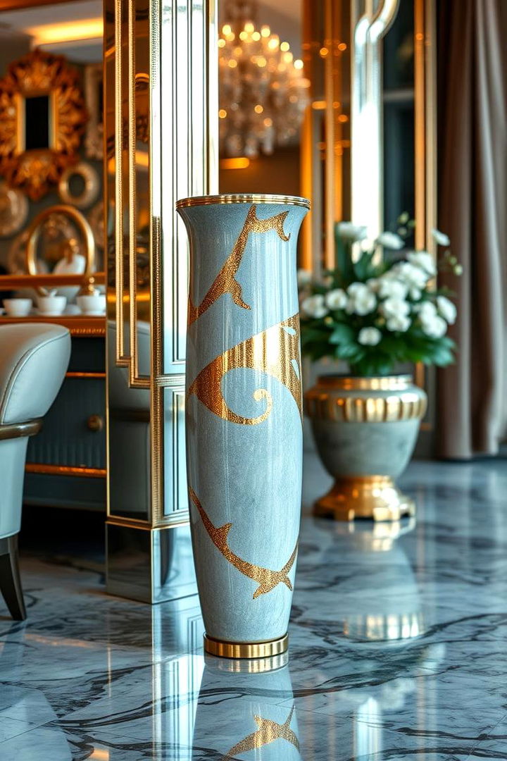 Luxurious Metallic Accents - 22 Large Floor Vase Decoration Ideas
