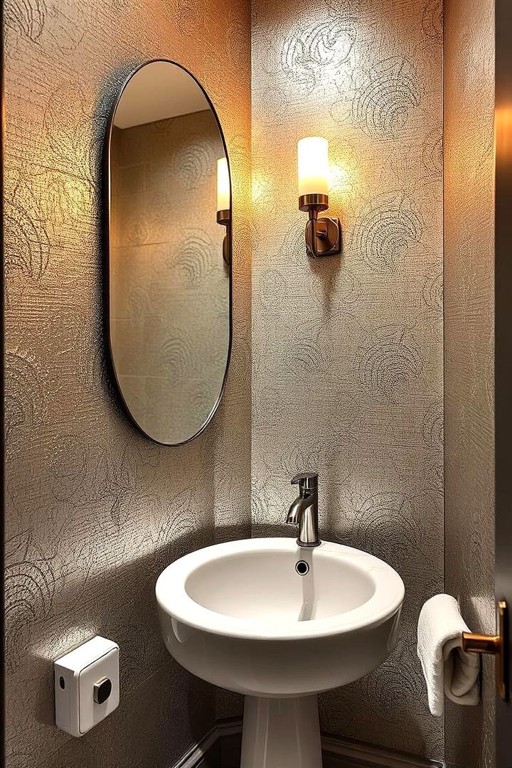 Luxurious Metallic Accents - 22 Powder Room Wallpaper Ideas