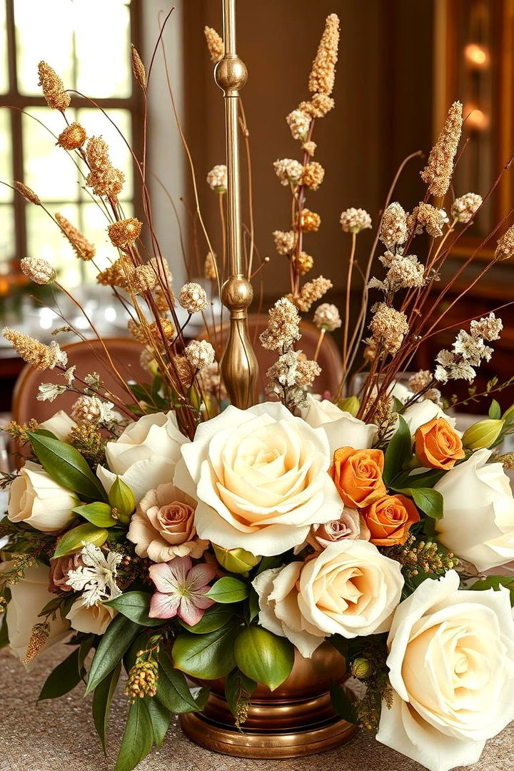 Luxurious Metallic Accents - 22 Rehearsal Dinner Centerpiece Ideas