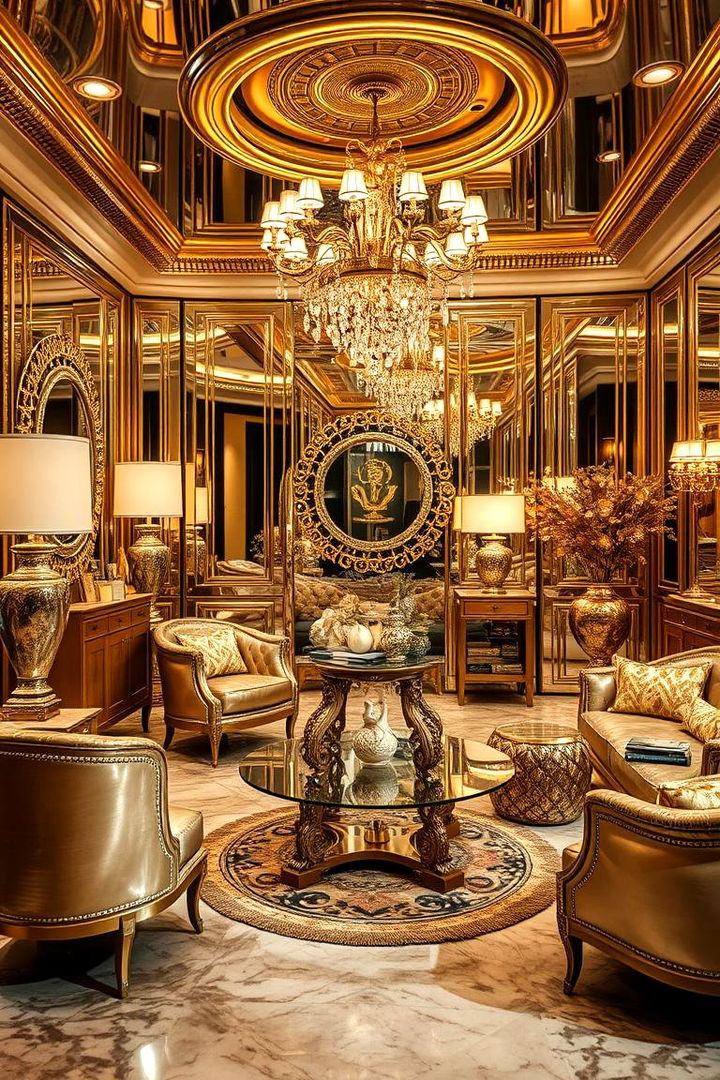 Luxurious Metallic Finishes and Embellishments - 22 Maximalist Living Room Design Ideas