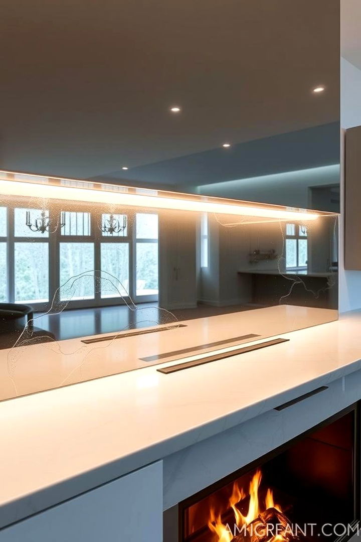 Luxurious Mirror Backdrop - 22 Fireplace Backsplash Ideas