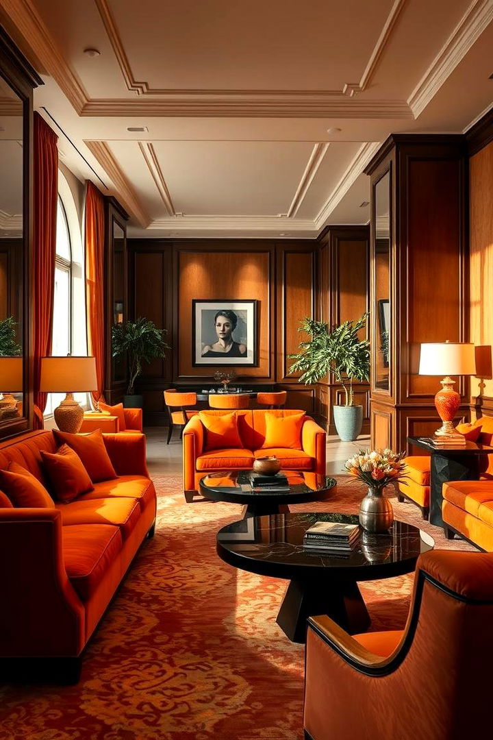 Luxurious Orange Lounge Area - 22 Orange Room Ideas