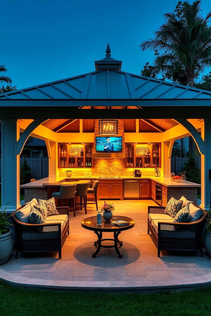 Luxurious Outdoor Bar Experience - 22 Outdoor Kitchen with a Gazebo Ideas