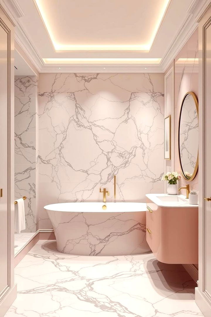 Luxurious Pink and Marble Combination - 22 Pink Bathroom Ideas