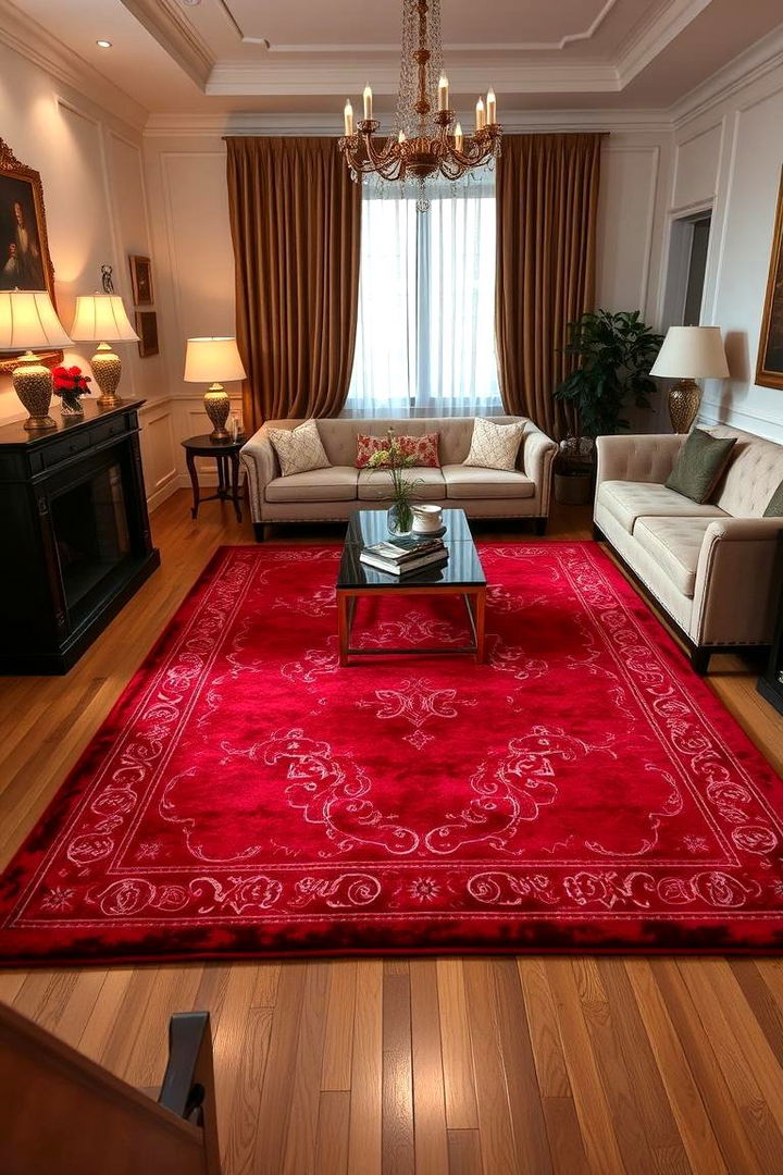 Luxurious Red Area Rugs - 22 Red Living Room Ideas
