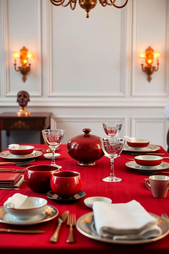 Luxurious Red Tableware - 22 Red Dining Room Ideas