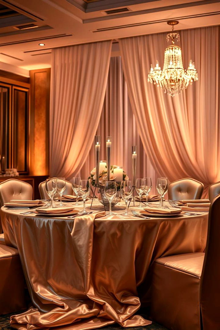 Luxurious Silk Cloth - 22 Dining Room Table Decor Ideas
