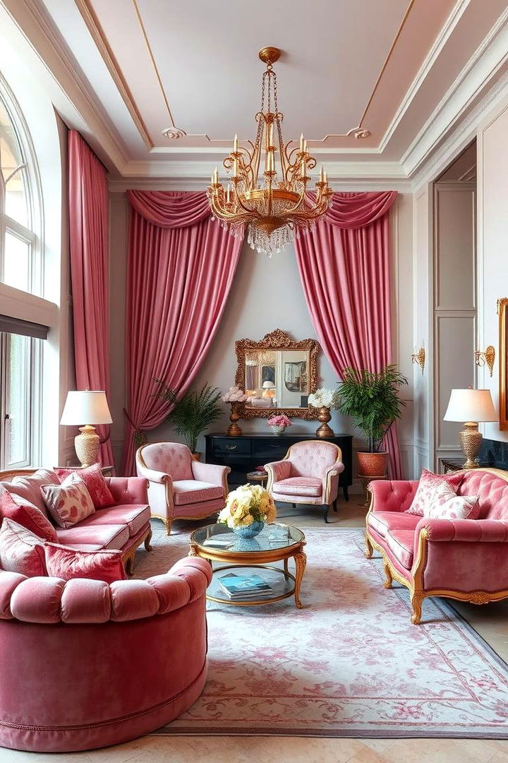 Luxurious Silk and Velvet Touches - 22 Pink Living Room Ideas