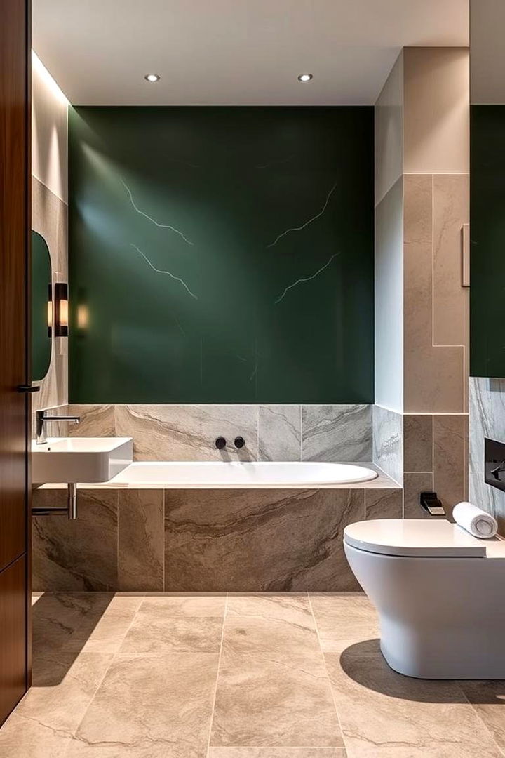 Luxurious Spa Bathroom Vibe - 22 Dark Green Accent Wall Ideas