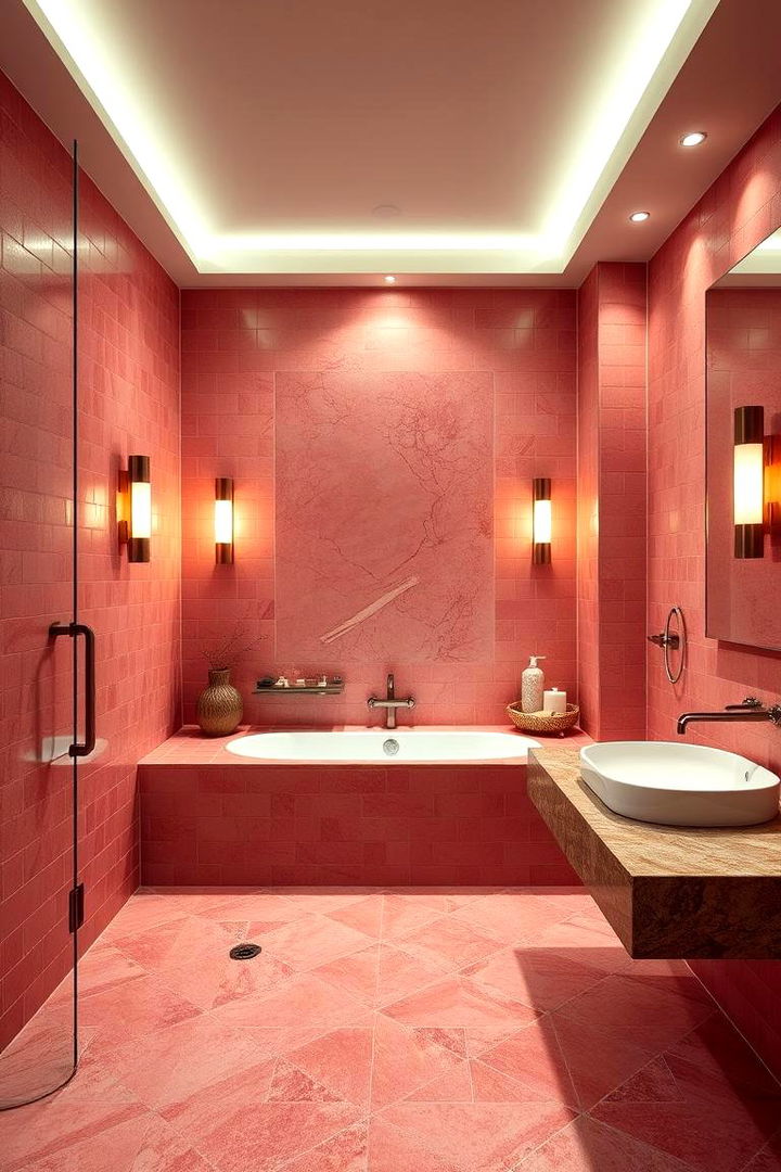 Luxurious Spa Feel - 22 Pink Tile Bathroom Ideas