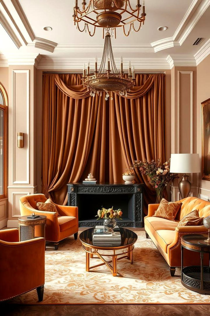 Luxurious Tan with Velvet Accents - 22 Tan Living Room Ideas