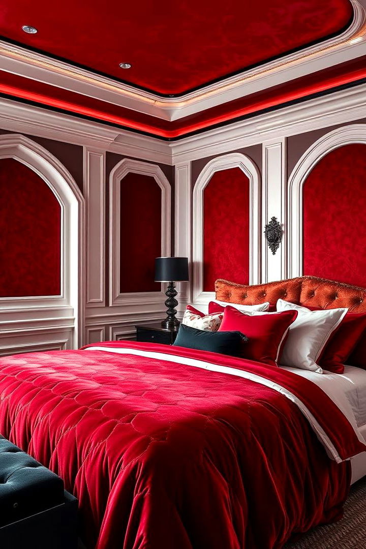 Luxurious Textural Blend - 22 red black and white bedroom ideas