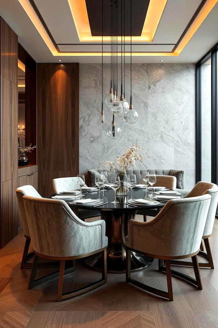 Luxurious Textural Contrasts - 22 Modern Dining Room Ideas