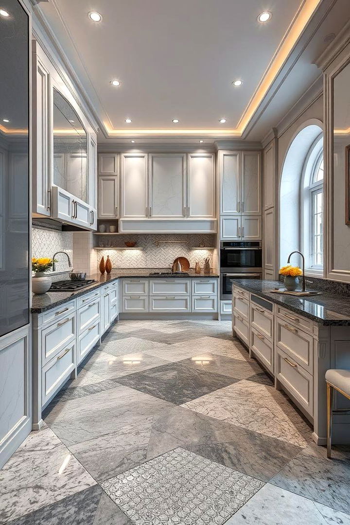 Luxurious Texture Mix - 22 Kitchens With Grey Floors