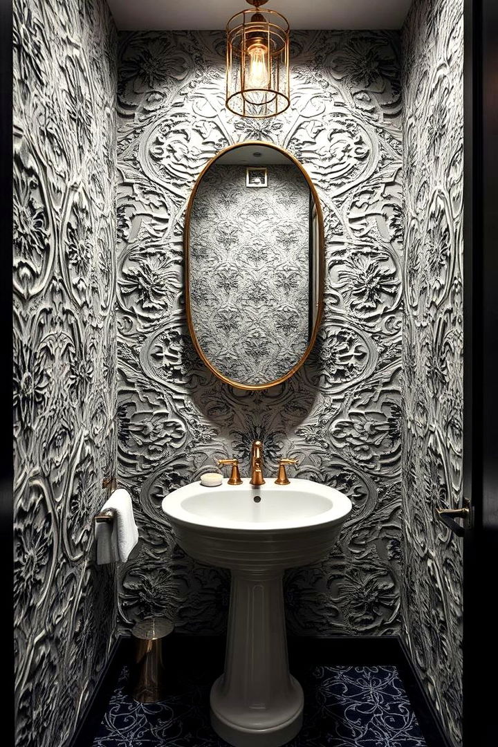Luxurious Textured Layers - 22 Powder Room Wallpaper Ideas