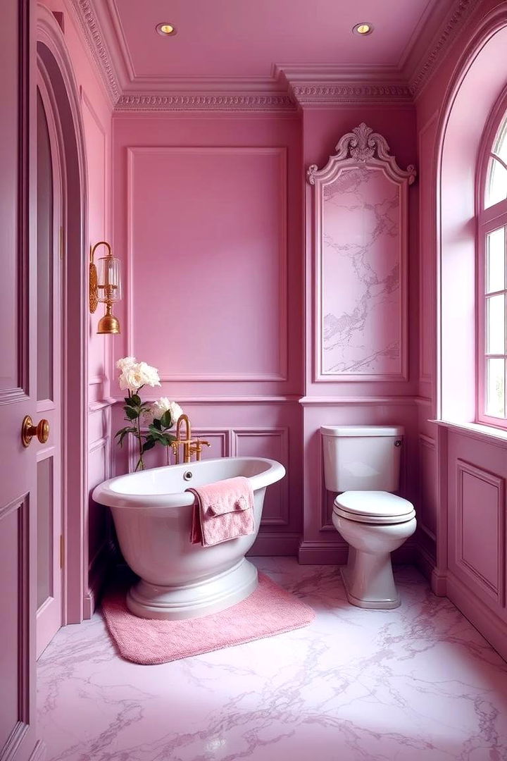 Luxurious Textured Pink Bathroom - 22 Pink Bathroom Ideas