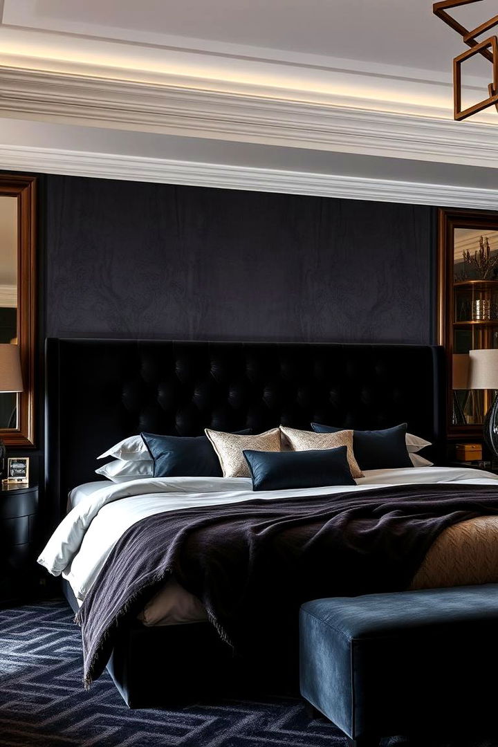 Luxurious Velvet Black Headboard - 22 Black Headboard Bedroom Ideas