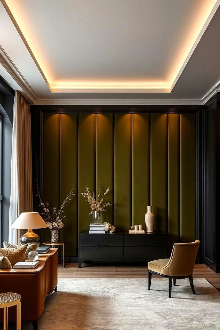 Luxurious Velvet Finish - 22 Olive Green Accent Wall Ideas