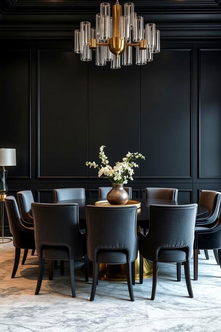 Luxurious Velvet Touch - 22 Black Accent Wall Dining Room Ideas