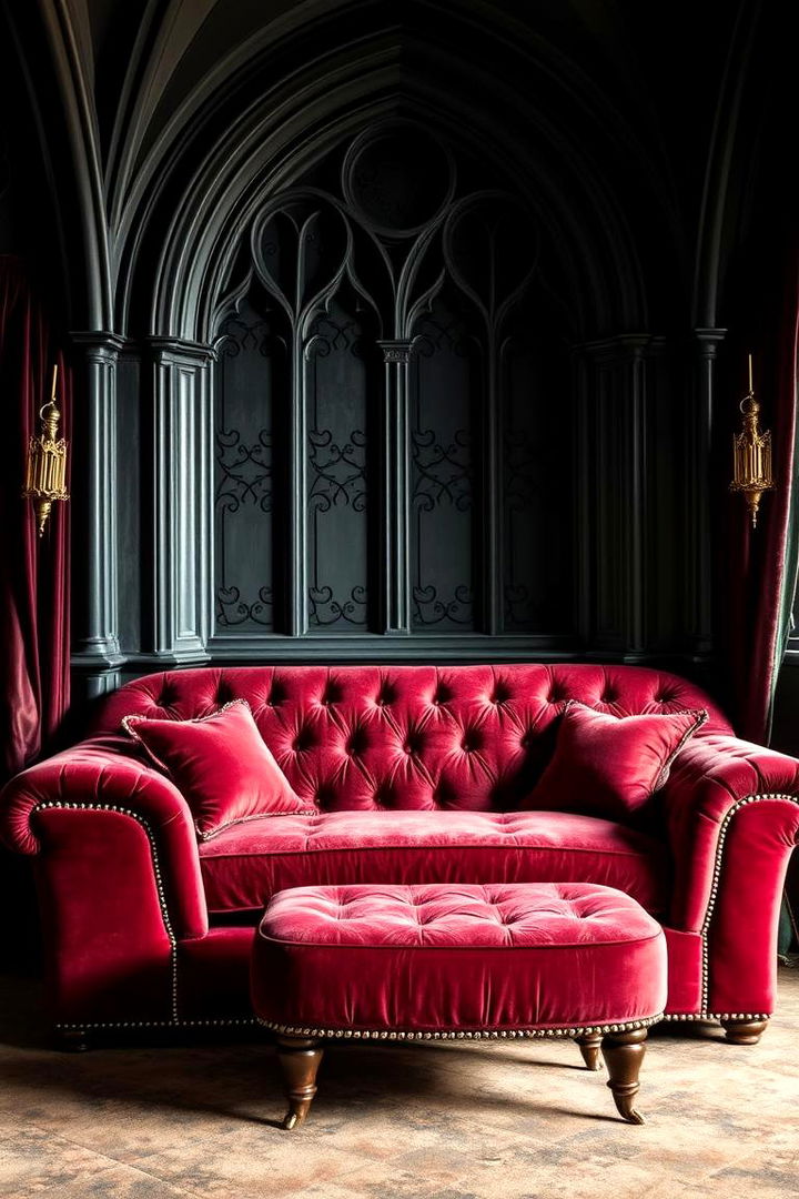Luxurious Velvet Upholstery - 22 Gothic Living Room Ideas