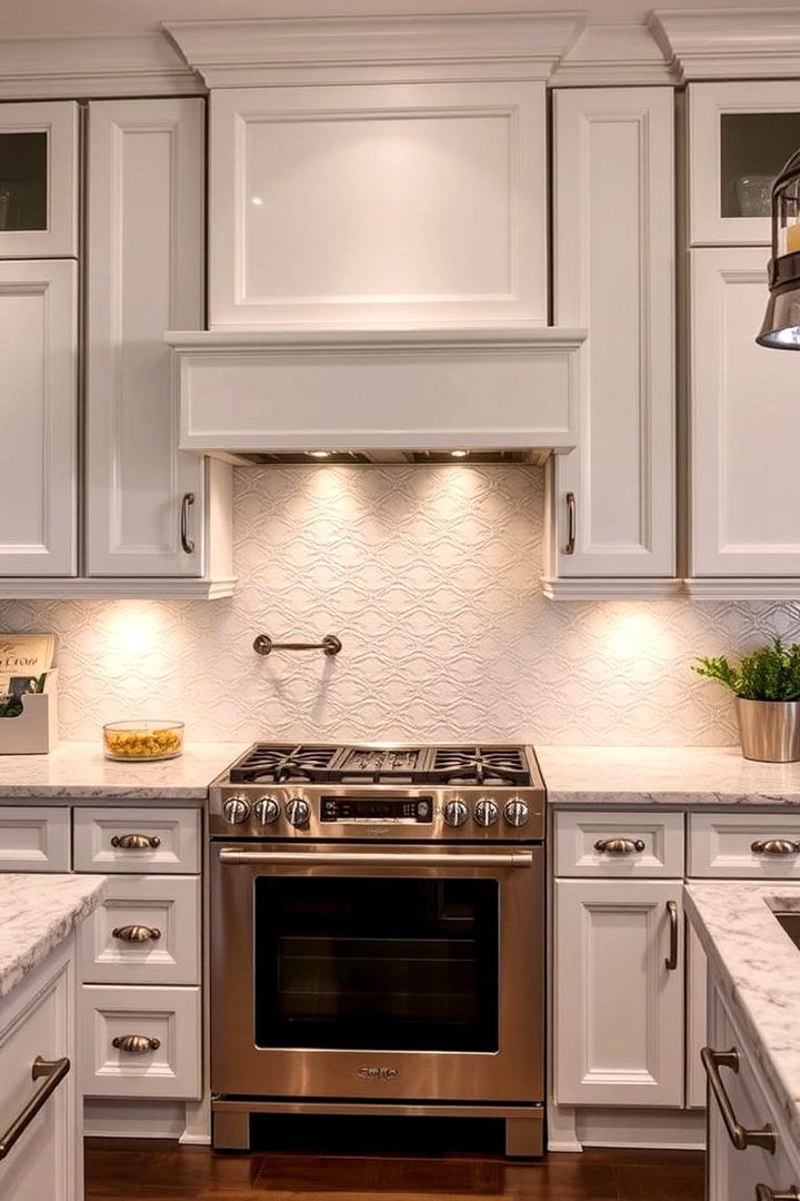 Luxurious White Kitchen with Metallic Accents - 22 Kitchen With White Appliances Ideas