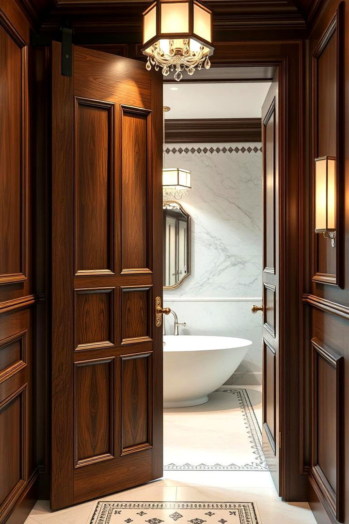 Luxury Barn Door Entry with Details - 22 Bathroom Barn Door Ideas
