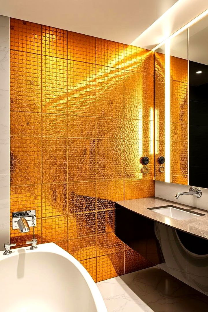 Luxury Gold Accents - 22 Bathroom Tile Ideas