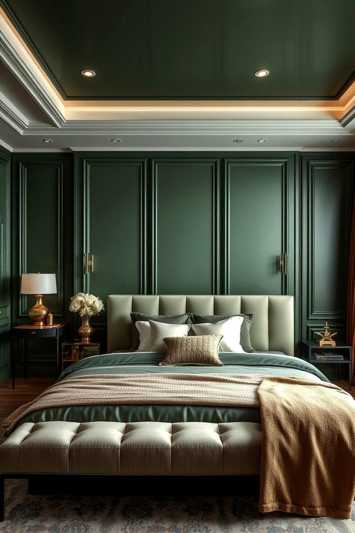 Luxury Green Finishes - 22 Green Panelling Bedroom Ideas