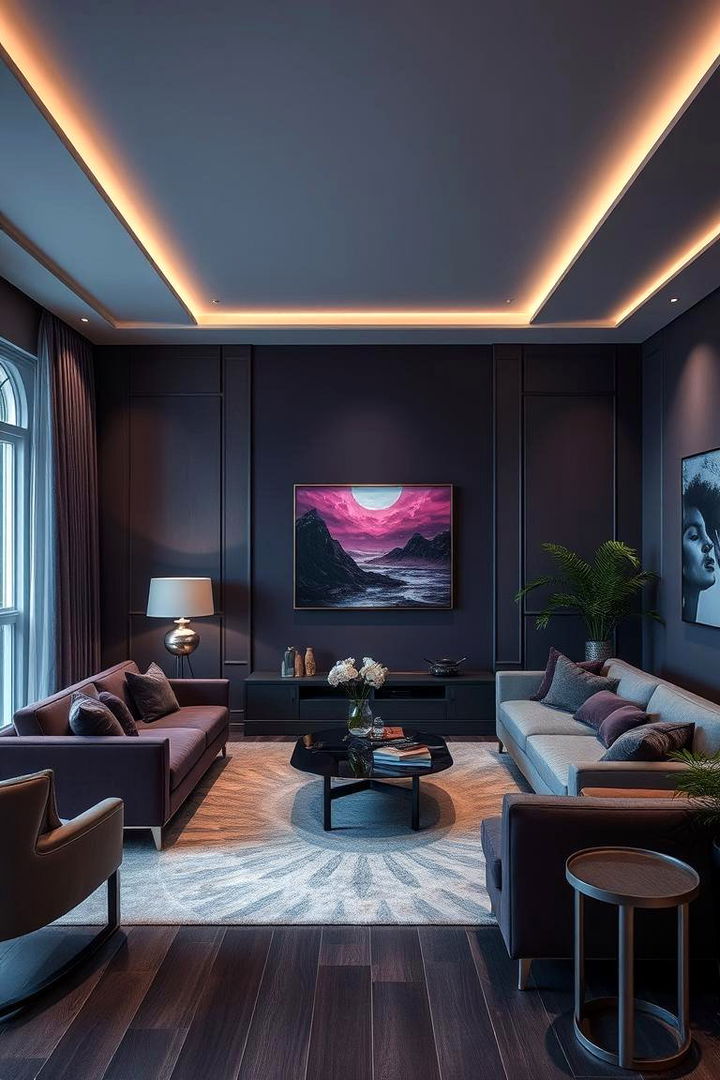 Luxury Plum and Grey - 22 Two Colour Combination for Living Room