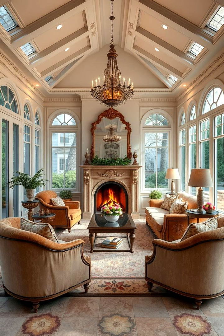 Luxury Retreat Sunroom - 22 Sunroom With Fireplace Ideas