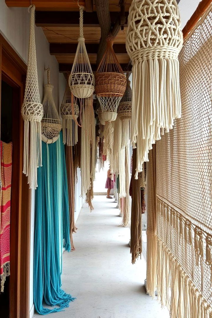Macrame and Textile Charm - 22 Boho Hallway Ideas