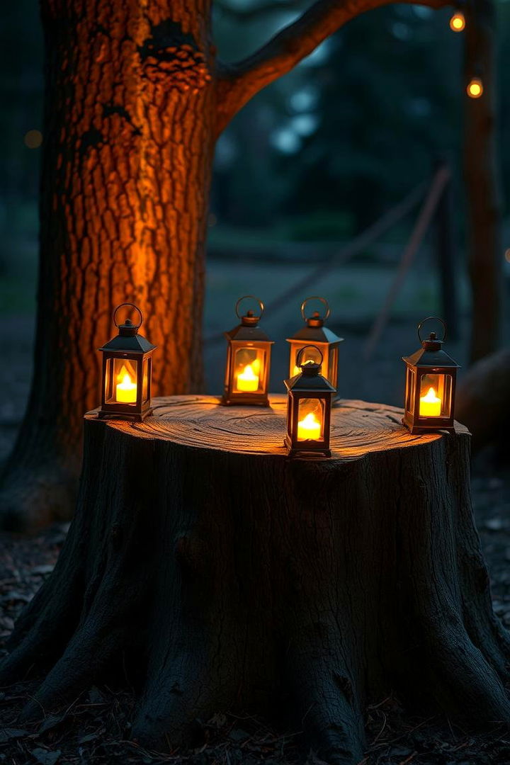 Magical Fairy Lantern Display - 22 Tree Stump Fairy Garden Ideas