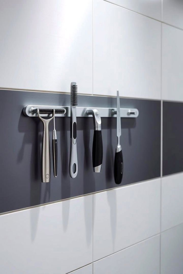 Magnetic Storage Strips for Tools and Accessories - 22 Bathroom Wall Storage Ideas