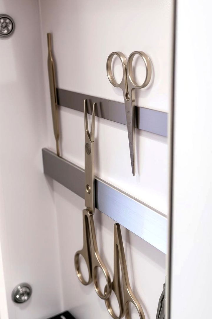 Magnetic Strips for Metal Accessories - 22 Bathroom Cabinet Organizing Ideas