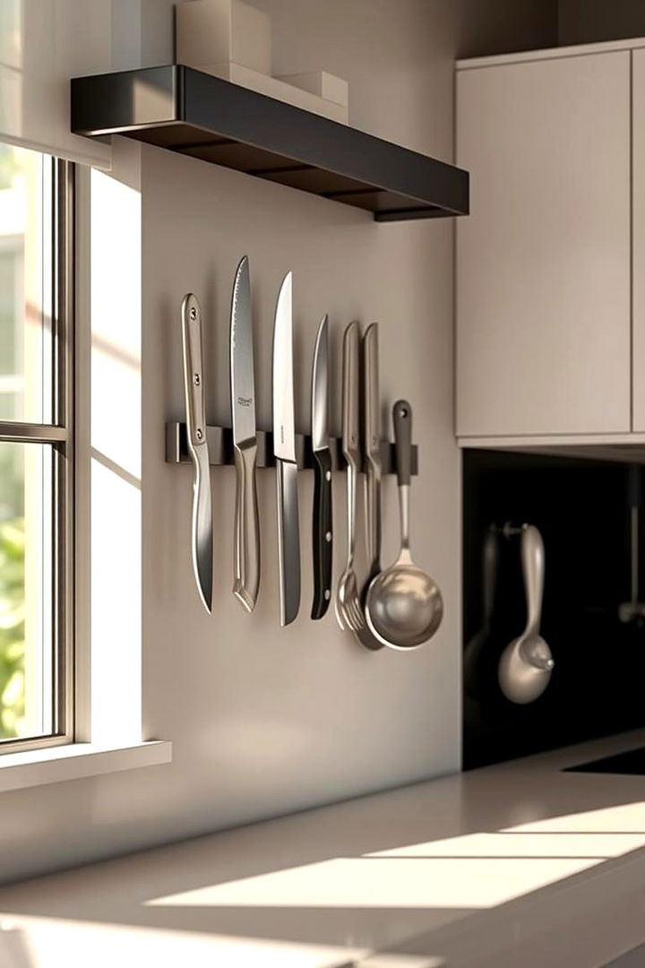 Magnetic Utensils and Knife Strips - 22 Small Kitchen Storage Ideas