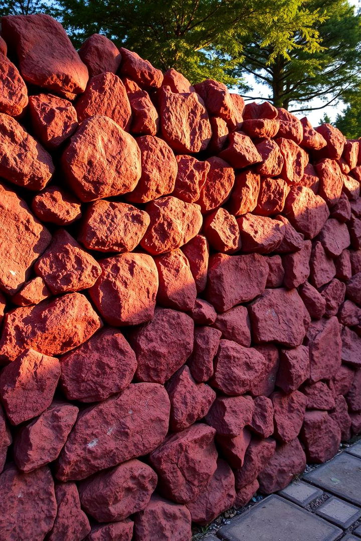 Making a Statement with a Red Lava Rock Feature Wall - 22 Red Lava Rock Landscaping Ideas
