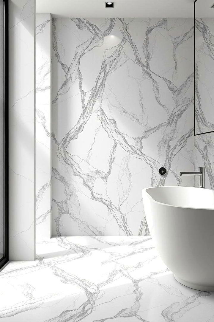 Marble Effect Mosaic - 22 Bathroom Mosaic Floor Tile Ideas