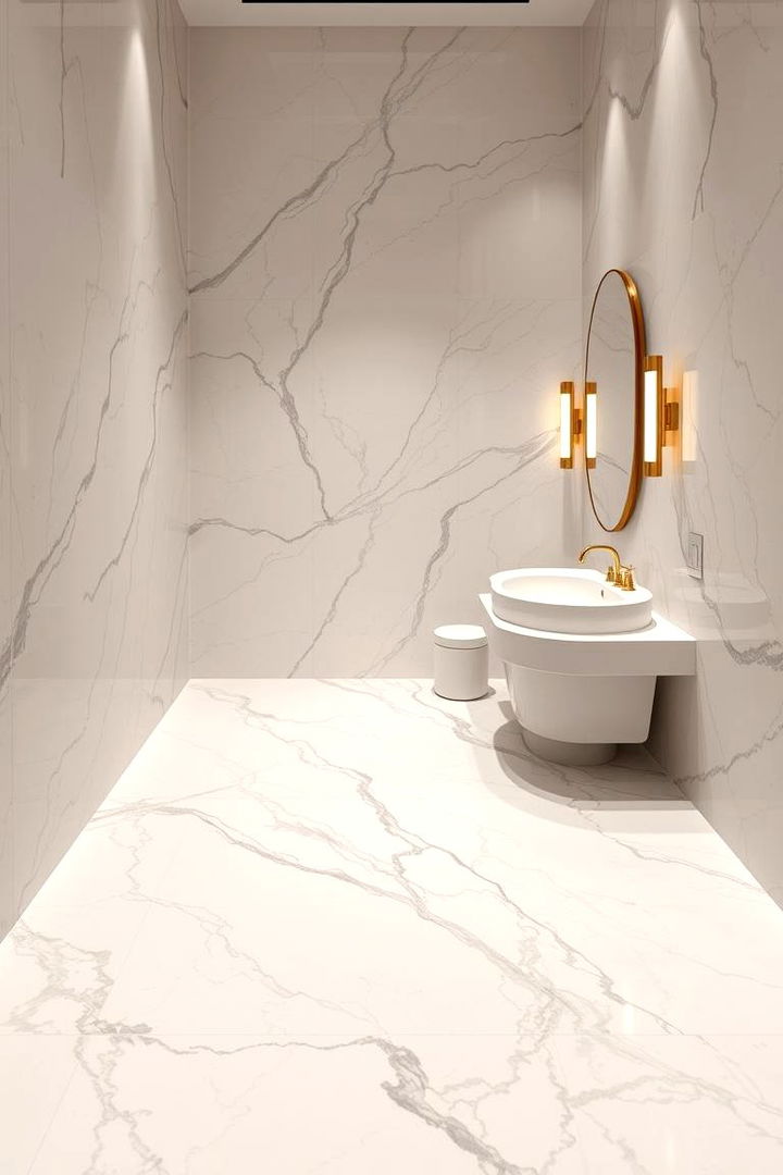 Marble Elegance - 22 Powder Room Floor Tile Ideas