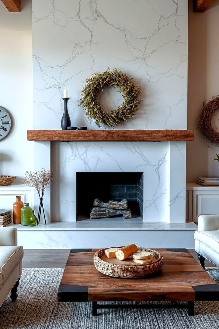 Marble Elegance with Country Touches - 22 French Country Fireplace Ideas